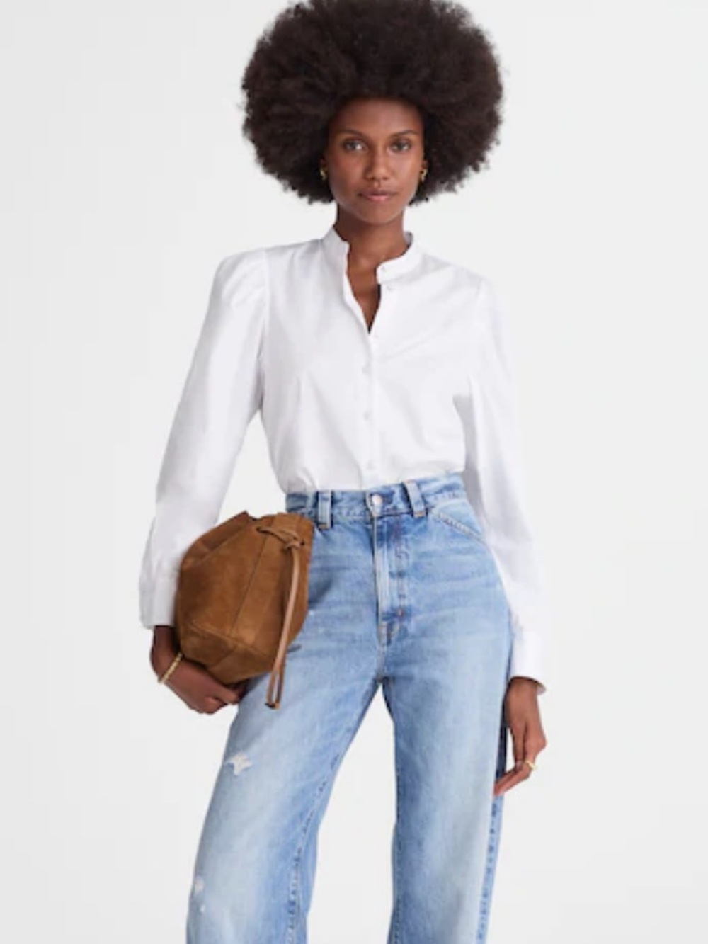 Madewell white Puff-Sleeve Button-Up Shirt - Picture 2 of 5